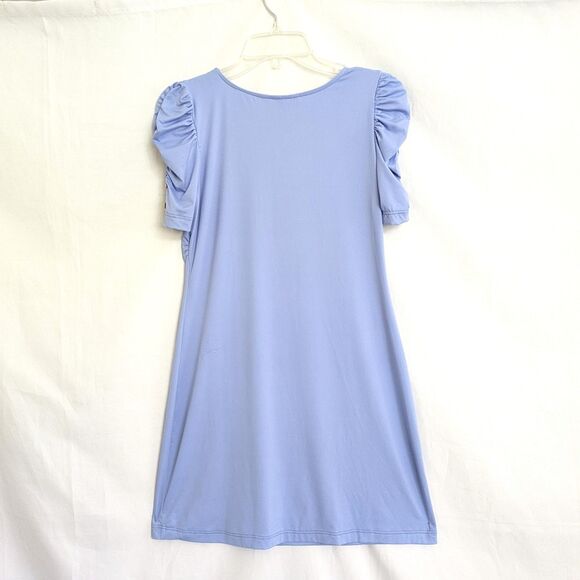 Juicy Couture Swimsuit Cover Up Mini Dress XS Blue Puff Sleeves Heart Buttons - Picture 5 of 15